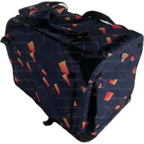 Soft/Fabric Collapsible Pet Crate/Cage Black Orange With Artistic Stripes 80cm