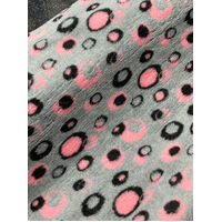 Vet/Dry Bed *Rubberback* Circles Grey Pink