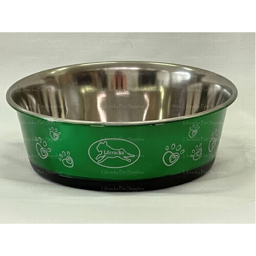 Stainless Steel Feeding/Water Bowl MED Green - Dogs/Cats/Guinea Pigs/Pets
