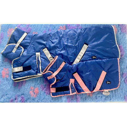 Lilcracka Kennel Coat Touch Fastener 65cm LARGE Blue and Pink