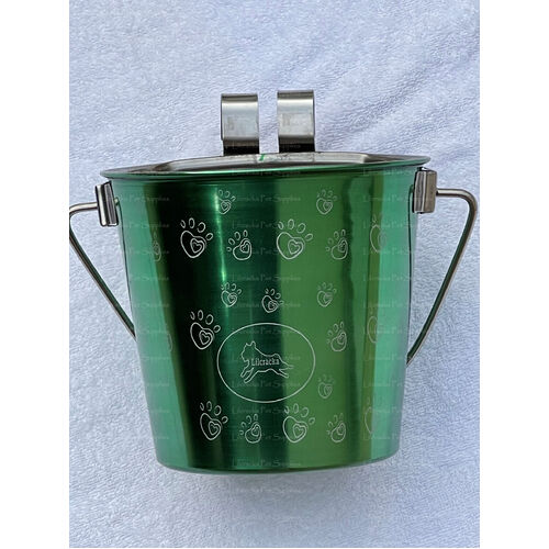 Stainless Steel Flat Side Bucket 0.9lt - Paws Green