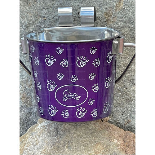 Stainless Steel Flat Side Bucket 0.9lt - Paws Purple