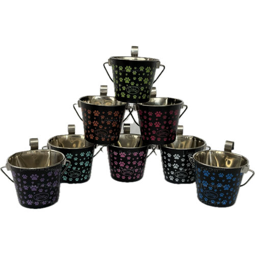 Stainless Steel Flat SIde Bucket "Single Hook Only" 0.9lt Black/Purple
