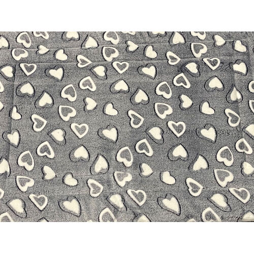 Plush Crate Mat 48inch Grey With Hearts