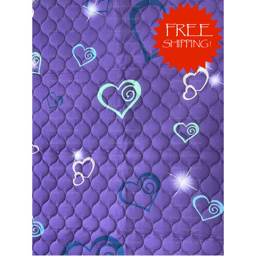 Washable Pet Pad 60cm x 60cm Purple Hearts
