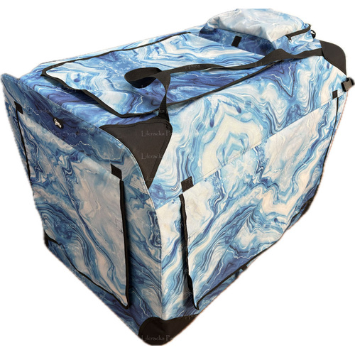 Soft/Fabric Collapsible Pet Crate/Cage Blue Printed Limited Edition 102cm