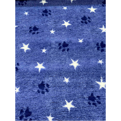 Vet/Dry Bed *Greenback* Blue Paws and Stars *** 50cm Long x 1.5m wide ***