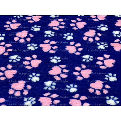 Vet/Dry Bed *Greenback* Blue Pink Paws *** 50cm Long x 1.5m wide *** 