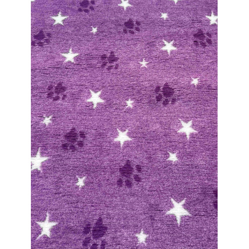 Vet/Dry Bed *Greenback* Purple Paws and Stars *** 50cm Long x 1.5m wide ***