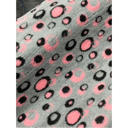 Vet/Dry Bed *Non-Backed* Circles Grey Pink *** 50cm Long x 1.5m wide *** 