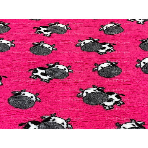 Vet/Dry Bed *Rubberback* Pink Cows *** 50cm Long x 1.5m wide ***
