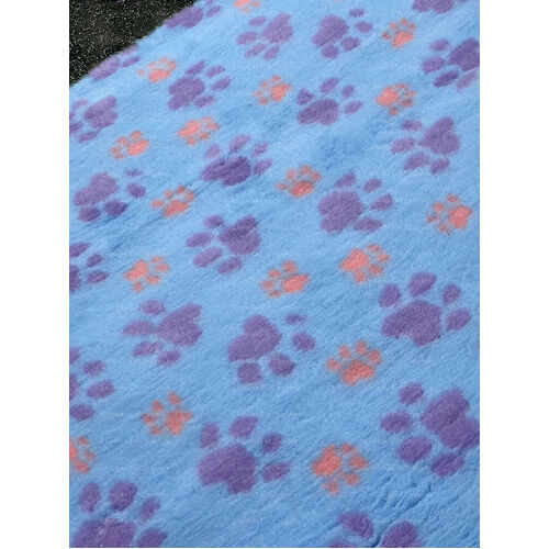 Vet/Dry Bed *Rubberback* Paws Blue Purple *** 50cm Long x 1.5m wide *** 